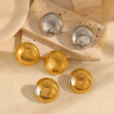 1 paire de boucles d'oreilles à tige géométriques décontractées en acier inoxydable plaqué or  pour femmes