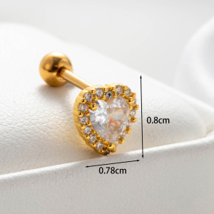 Boucles D'Oreilles Piercing Pour Femme, 1 Pièce, Série Simple, Cœur Simple, Cuivre, Sans Plaquage, Zircon. h5 Image5