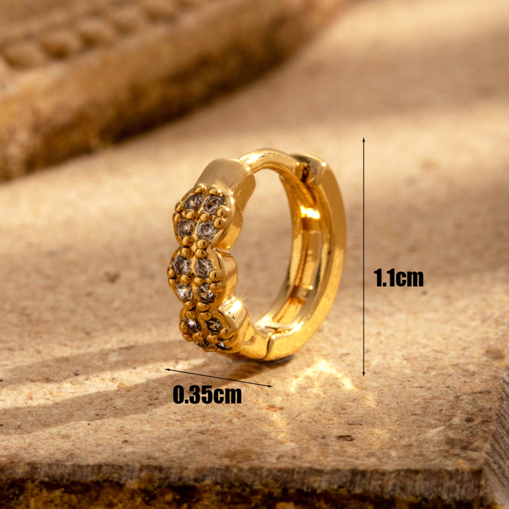 Boucles D'Oreilles Piercing Femme Simple Series Simple Geometric En Cuivre Sans Placage, Ornées De Zircon h5Image5