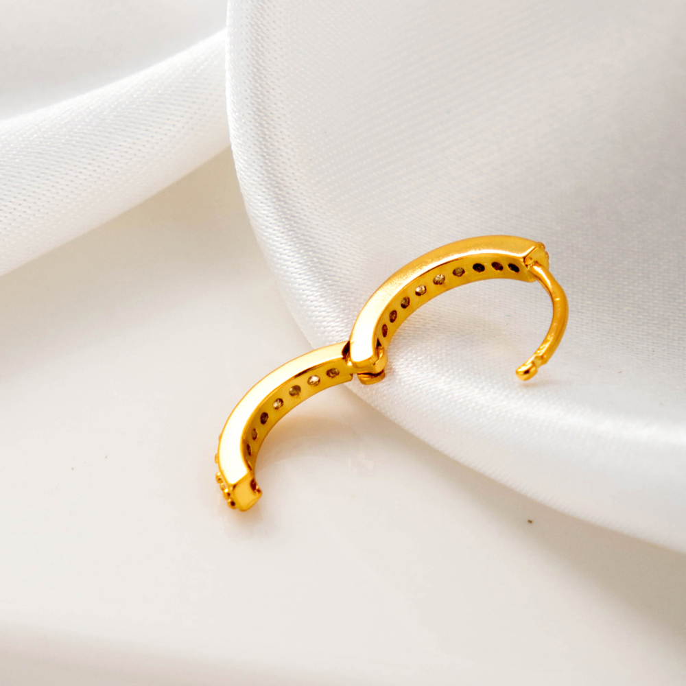 1 Pièce De Boucles D'Oreilles Créoles Géométriques Simples En Cuivre Sans Placage Pour Femmes, En Zircone Image7