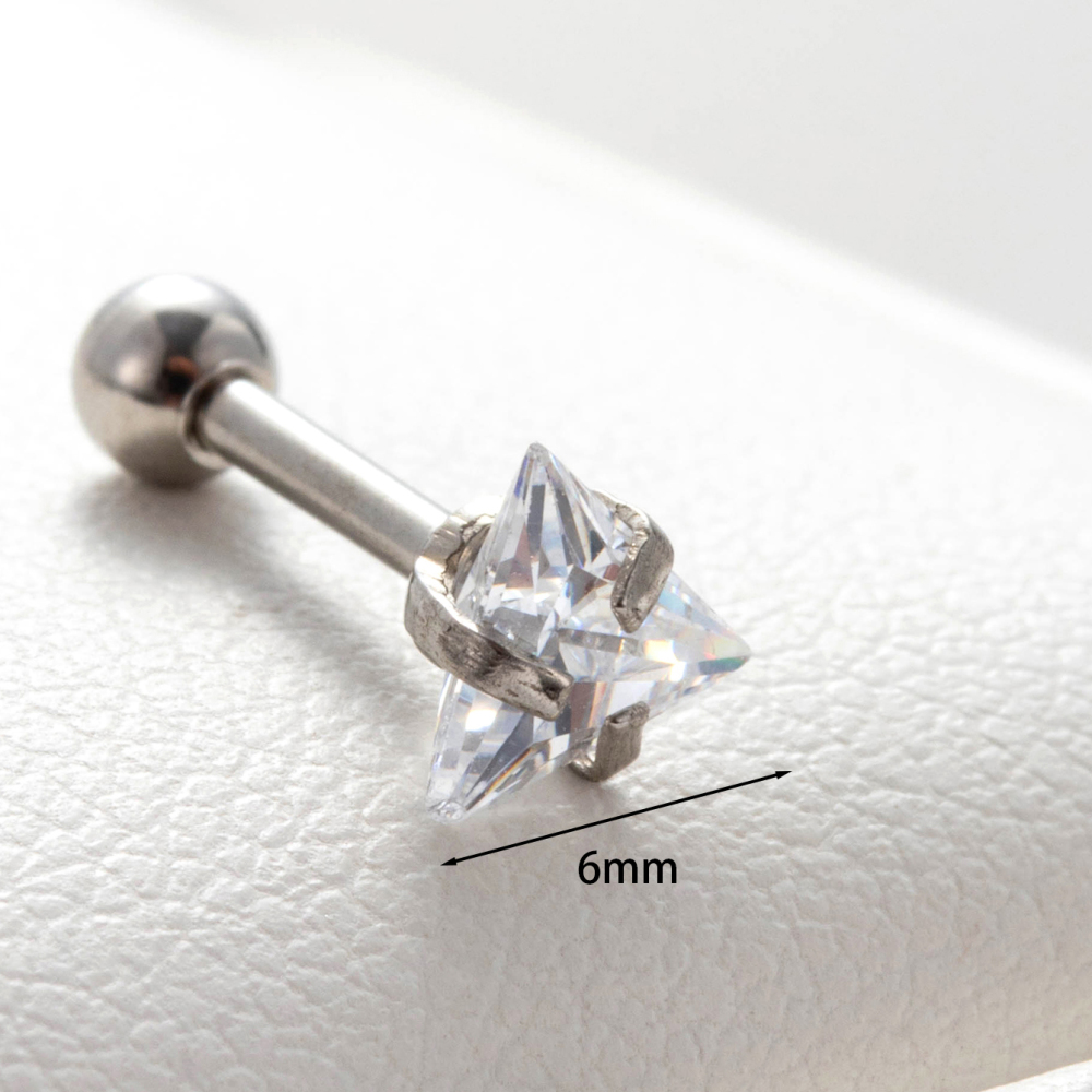 Boucles D'Oreilles Piercing Femme Simple Series Simple Geometric En Cuivre Sans Placage, Ornées De Zircon Image5