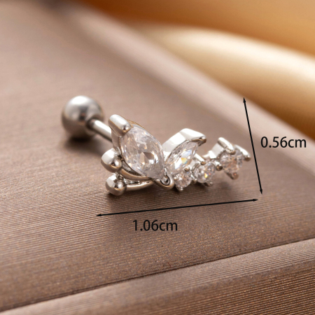 Boucles d'oreilles piercing femme Simple Series Classic Heart en cuivre sans plaquage, ornées de zircon. 2