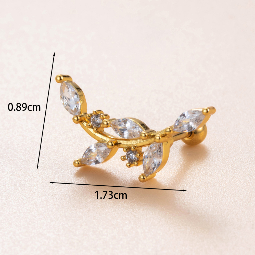 Boucles D'Oreilles Piercing Femme Daily Plant En Cuivre Sans Placage Et Zircon (1 Pièce) h5Image5