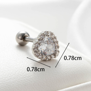 Boucles D'Oreilles Piercing Pour Femme, 1 Pièce, Série Simple, Cœur Simple, Cuivre, Sans Plaquage, Zircon. h5 Image6