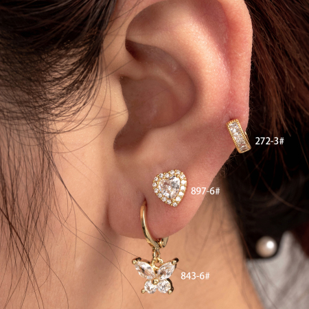 Boucles d'oreilles piercing pour femme, 1 pièce, série Simple, cœur simple, cuivre, sans plaquage, zircon.