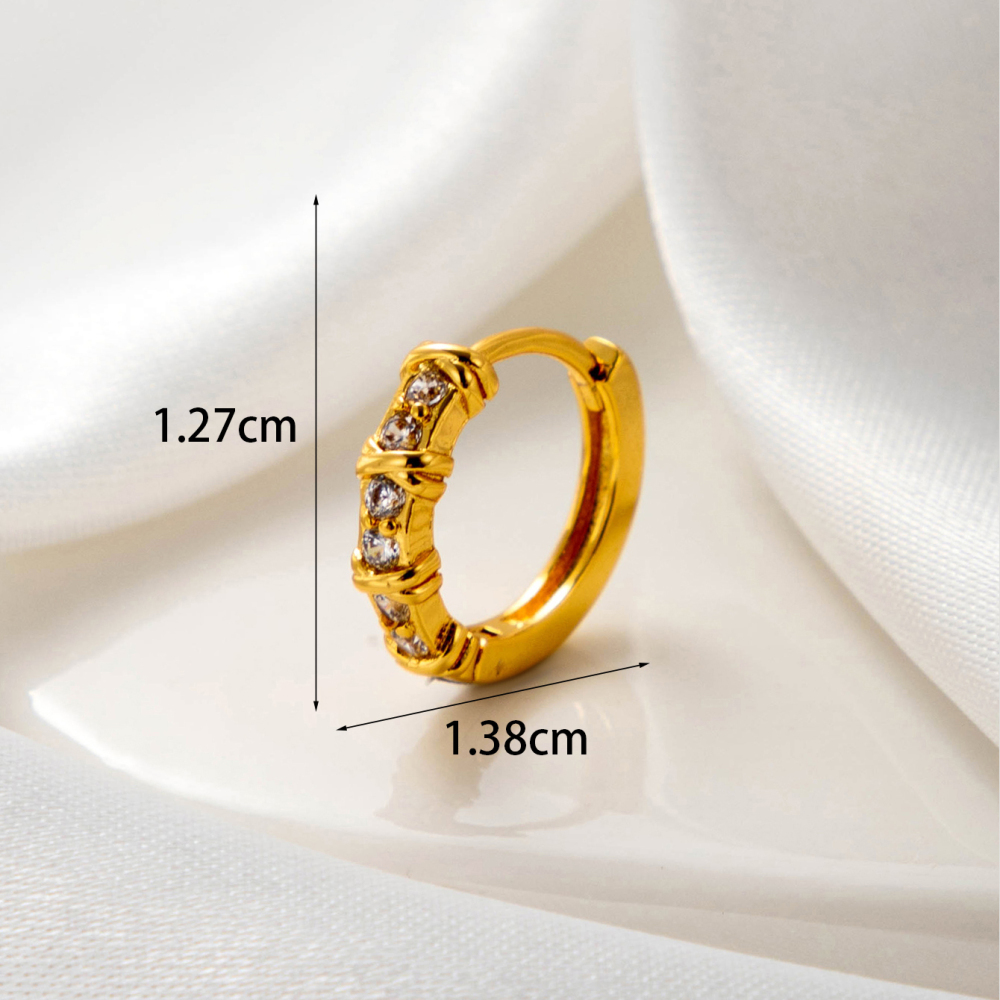 Boucles D'Oreilles Piercing Femme Simple Series Classic Cross En Cuivre Sans Plaquage, Ornées De Zircon h5Image6