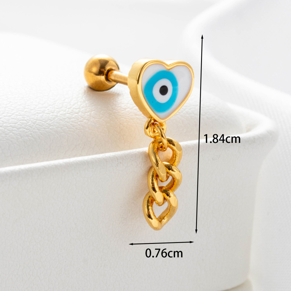 Boucles D'Oreilles Piercing Pour Femme, 1 Pièce, Collection Simple, En Forme De Cœur, En Acier Titane Sans Placage, Avec Zircon. Image5