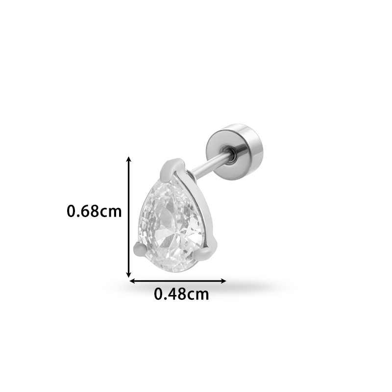 Boucles D'Oreilles Piercing Femme Simple Series Classic Geometric En Acier Titane Sans Placage, Ornées De Zircon h5Image8