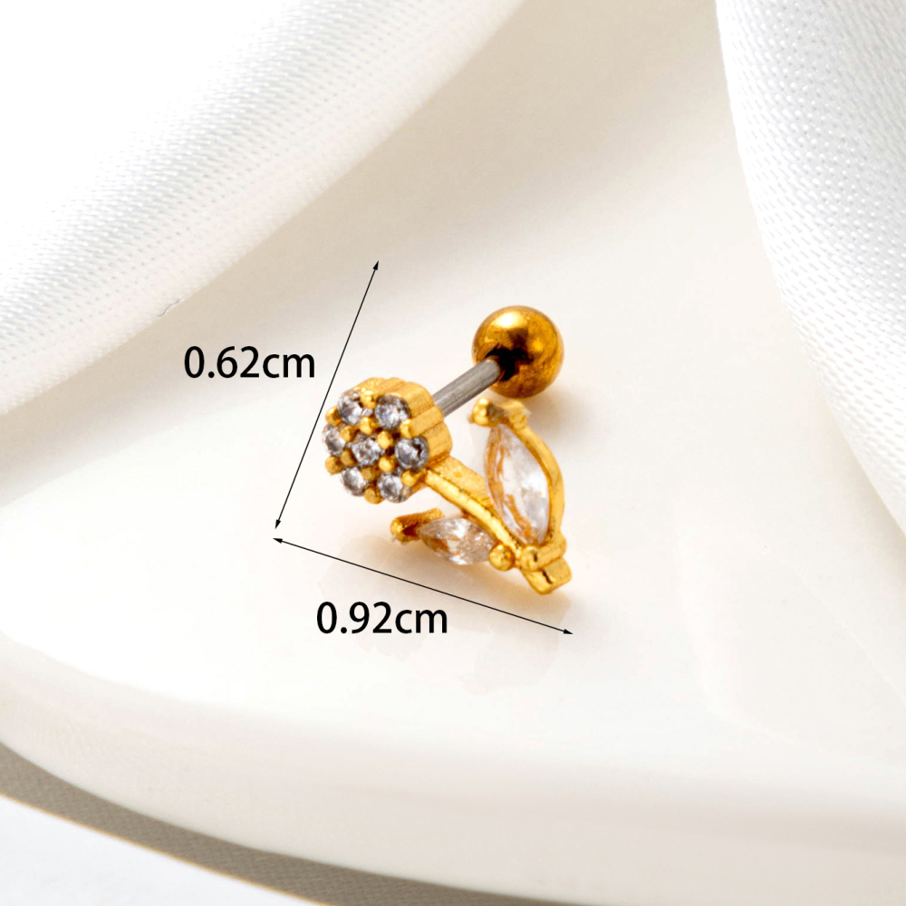 Boucles D'Oreilles Piercing Femme Simple Series Classic Flower En Cuivre Sans Placage, Ornées De Zircon. h5Image6
