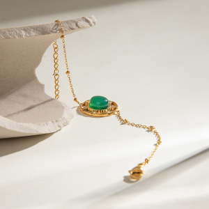 Bracelet À Breloques Rétro Géométrique En Acier Inoxydable Plaqué Or  Pour Femme, Série Ethnique, 1 Pièce h5 Image5