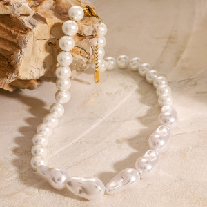 Collier De Perles Artificielles Pour Femme, Série Classique, Élégant, En Acier Inoxydable Plaqué Or h5 Image3