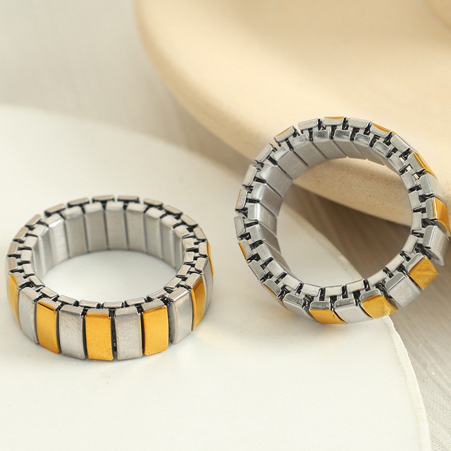 Bracelet Chaîne Pour Femme En Acier Inoxydable Plaqué Or , Style Patchwork Punk, Série Simple, 1 Pièce Image9