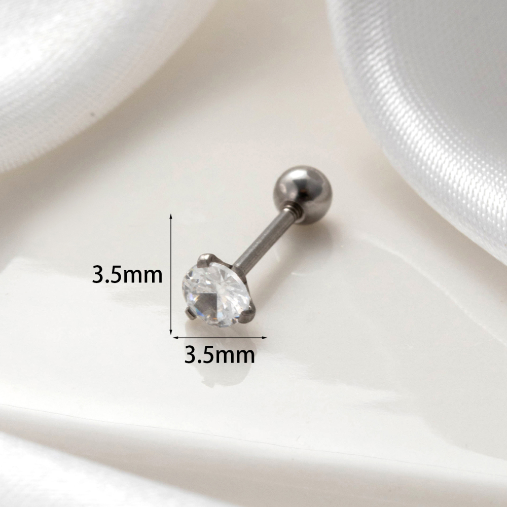 Boucles D'Oreilles Piercing Femme Simple Series Classic Geometric En Acier Titane Sans Placage, Ornées De Zircon Image5