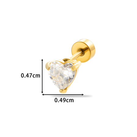 Boucles d'oreilles piercing femme Simple Series Classic Geometric en acier titane sans placage, ornées de zircon 2