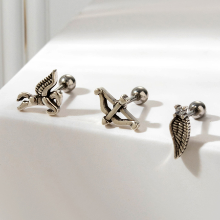 Boucles d'oreilles piercing femme Simple Series Classic Animal en acier titane sans placage, ornées de zircon. 2