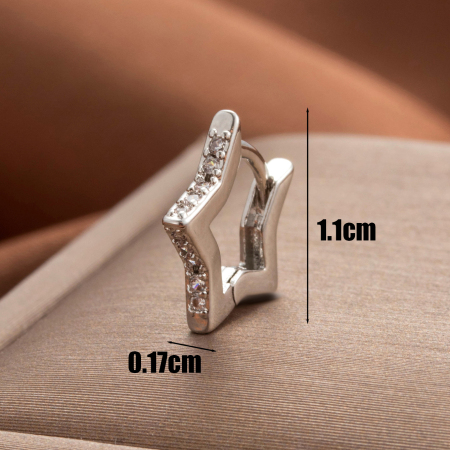 Boucles d'oreilles piercing femme, collection Simple Series Classic Geometric, en cuivre sans placage, avec zircon. 2
