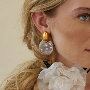 1 Paire De Boucles D'Oreilles À Tige Rondes En Acier Inoxydable Plaqué Or  Pour Femmes, Série Simple  h5 Image6