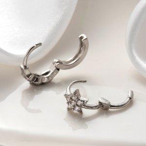 Boucles D'Oreilles Piercing Femme Simple Series Classic Soleil/Lune En Cuivre Sans Placage, Avec Zircon. h5 Image7
