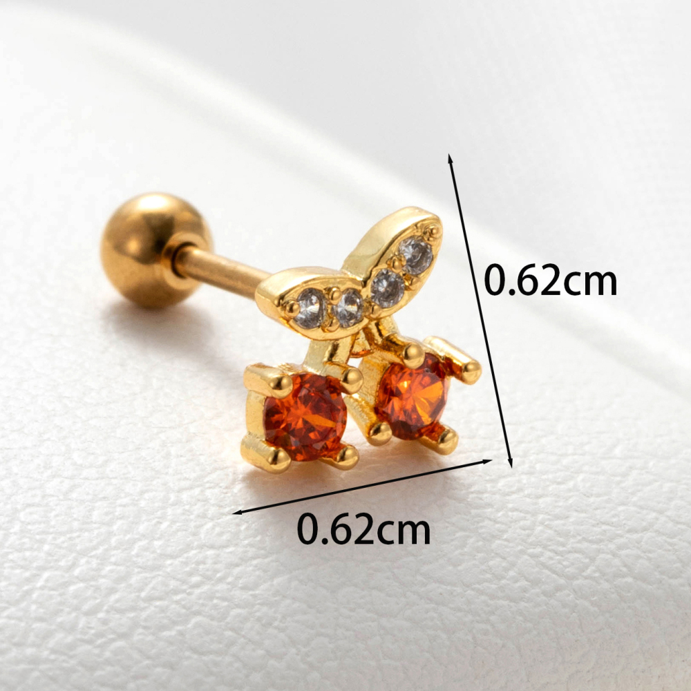 Boucles D'Oreilles Piercing Femme Simple Series Classic Flower En Cuivre Sans Placage, Ornées De Zircon. Image5