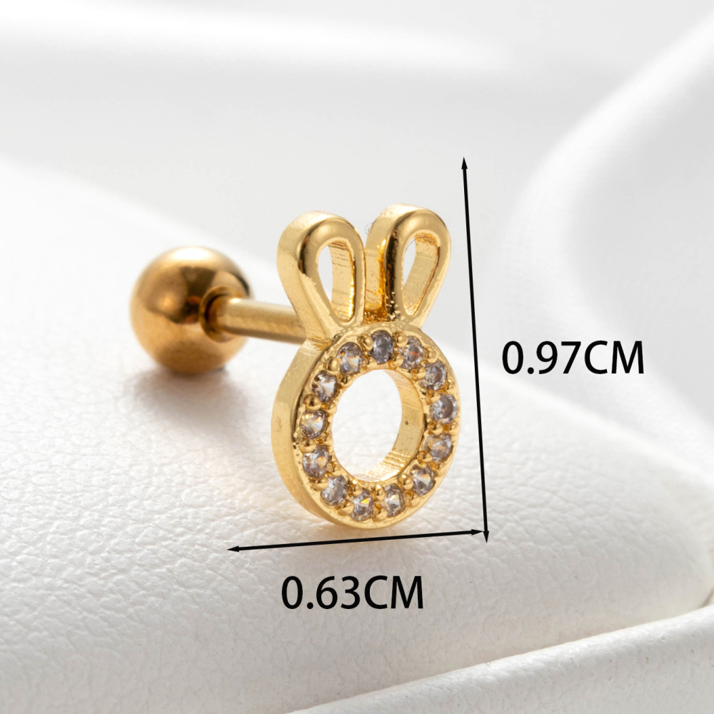 Boucles D'Oreilles Piercing Femme Simple Series Classic Flower En Cuivre Sans Placage, Ornées De Zircon. Image4