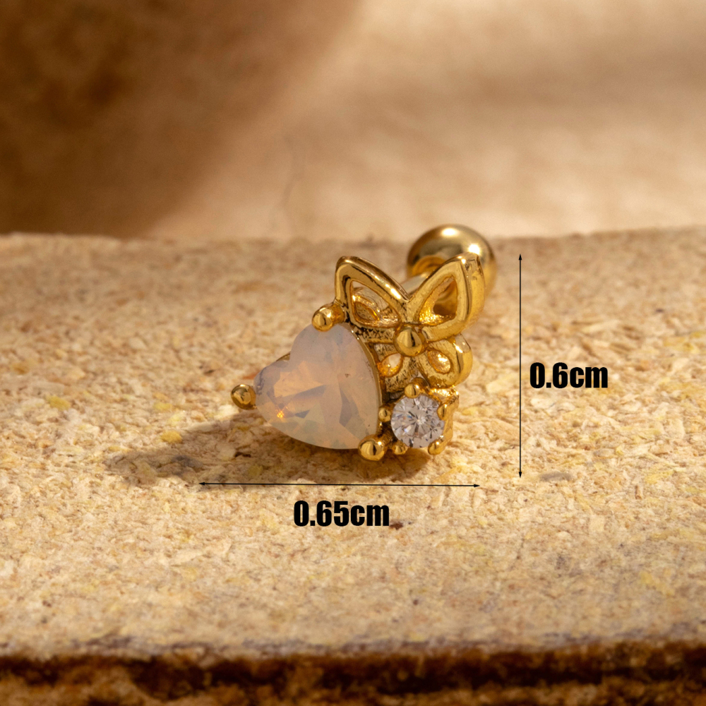Boucles D'Oreilles Piercing Femme Simple Series Classic Flower En Acier Titane Sans Placage, Ornées De Zircon. Image5