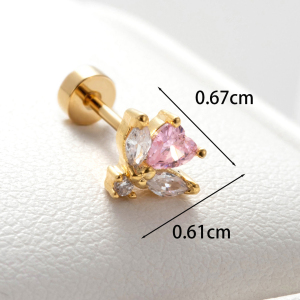 Boucles D'Oreilles Piercing Femme Simple Series Classic Heart En Acier Titane Sans Placage, Ornées De Zircon. h5 Image3