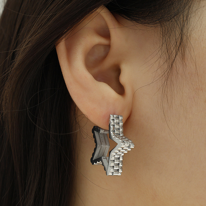 1 Paire De Boucles D'Oreilles Créoles Géométriques Simples En Acier Inoxydable Plaqué Or Pour Femme Image6