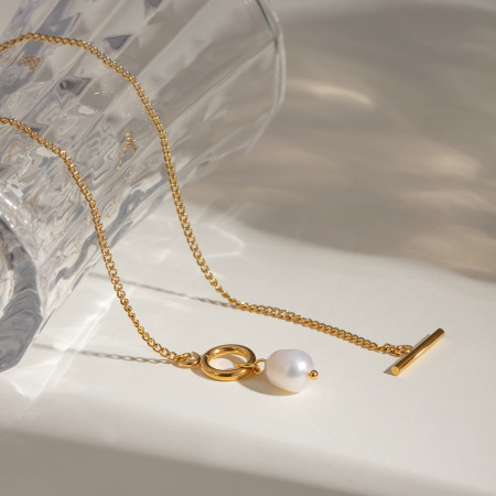 collier avec pendentif géométrique en acier inoxydable plaqué or pour femme, série simple, 1 pièce