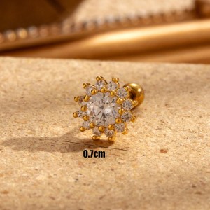 Boucles D'Oreilles Piercing Femme Simple Series Classic Flower En Cuivre Sans Placage, Ornées De Zircon. h5 Image6