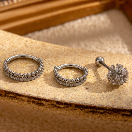 Boucles d'oreilles piercing pour femme, 1 pièce, série Simple, géométriques, en acier titane sans placage, avec zircon. 2