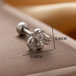 Boucles D'Oreilles Piercing Pour Femme, 1 Pièce, Série Simple, Géométriques, En Acier Titane Sans Placage, Avec Zircon. h5 Image4