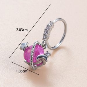 Boucles D'Oreilles Piercing Femme, Collection Simple Series Classic Geometric, En Cuivre Sans Placage, Avec Zircon. h5 Image4
