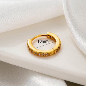 1 Pièce De Boucles D'Oreilles Créoles Géométriques Simples En Cuivre Sans Placage Pour Femmes, En Zircone h5 Image6
