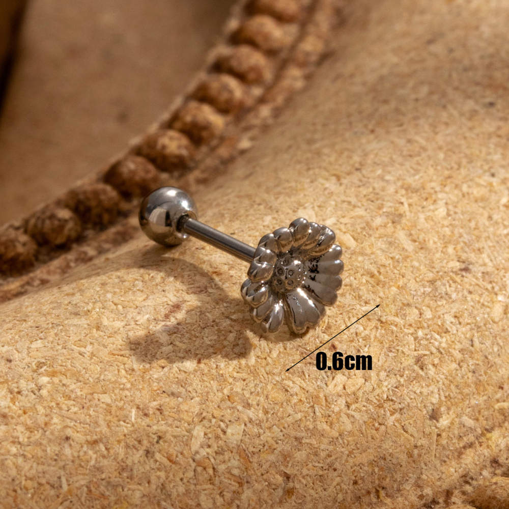 Boucles D'Oreilles Piercing Pour Femme, Modèle Simple Series Simple Flower, En Acier Titane Sans Placage. h5Image4