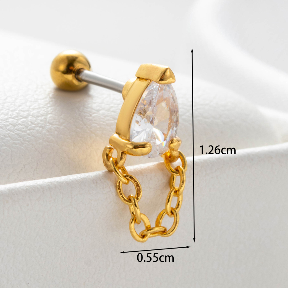 Boucles D'Oreilles Piercing Femme Simple Series Simple Animal En Acier Titane Sans Placage, Avec Zircon. Image3