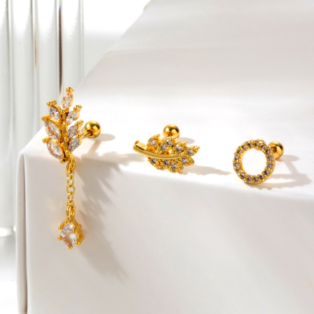 Boucles d'oreilles piercing femme Simple Series Classic Geometric en acier titane sans placage, ornées de zircon 2