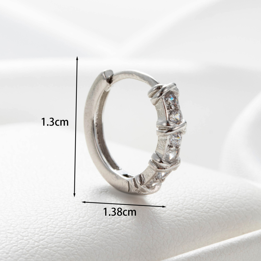 Boucles D'Oreilles Piercing Femme Simple Series Simple Geometric En Cuivre Sans Placage, Ornées De Zircon Image3