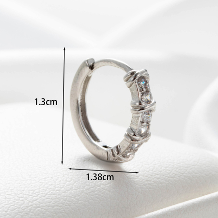 Boucles d'oreilles piercing femme Simple Series Simple Geometric en cuivre sans placage, ornées de zircon 2