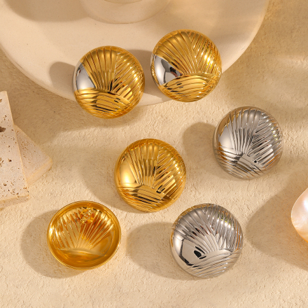 1 paire de boucles d'oreilles à tige géométriques décontractées en acier inoxydable plaqué or  pour femmes 2