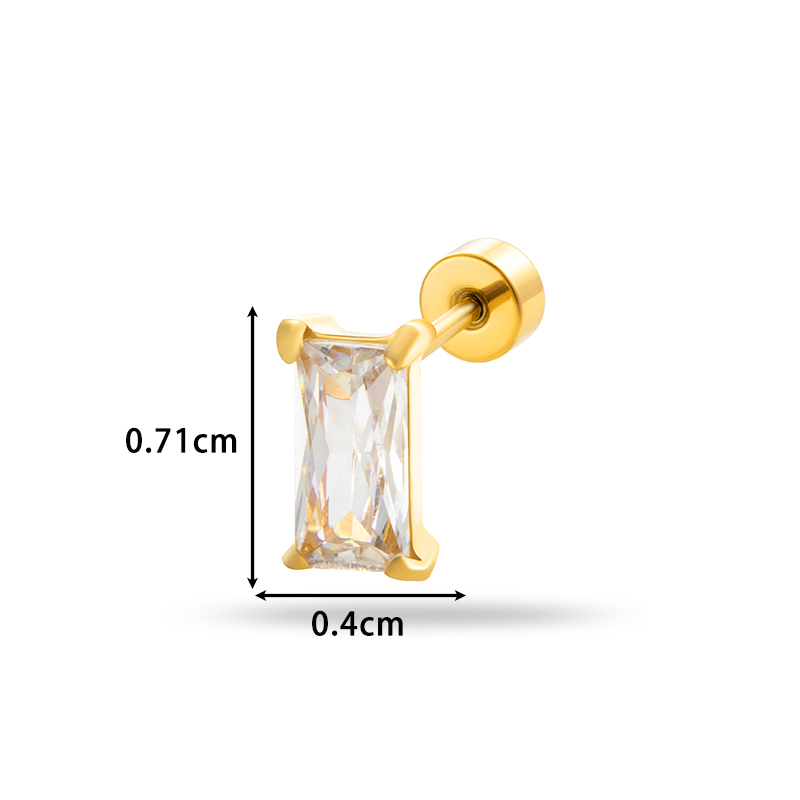 Boucles D'Oreilles Piercing Femme Simple Series Classic Geometric En Acier Titane Sans Placage, Ornées De Zircon h5Image9