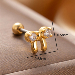 Boucles D'Oreilles Piercing Femme Simple Series Classic Bow Knot En Cuivre Sans Plaquage, Ornées De Zircon h5 Image3