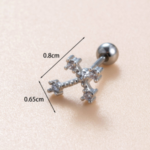Boucles D'Oreilles Piercing Femme Simple Series Simple Bow Knot En Cuivre Sans Placage Et Zircon h5 Image3