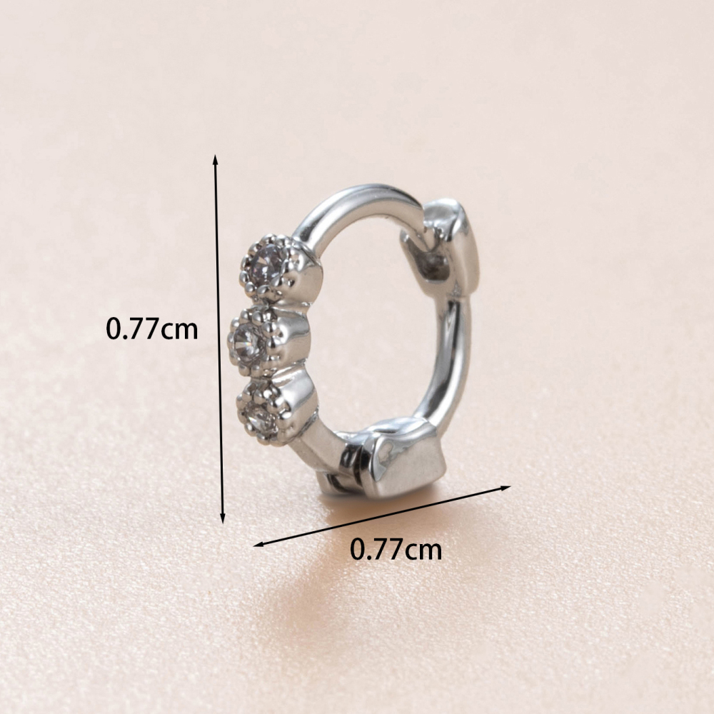 Boucles D'Oreilles Piercing Femme, Collection Simple Series Classic Geometric, En Cuivre Sans Placage, Avec Zircon. Image3