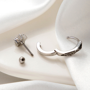 Boucles D'Oreilles Piercing Femme, Collection Simple Series Classic Geometric, En Cuivre Sans Placage, Avec Zircon. h5 Image7