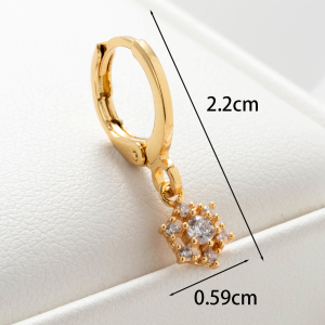 Boucles D'Oreilles Piercing Femme Simple Series Simple Flower En Cuivre Sans Placage, Avec Zircon. h5 Image5
