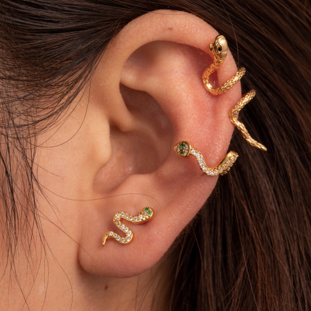 Boucles d'oreilles piercing femme Simple Series Classic Animal en acier titane sans placage, ornées de zircon.