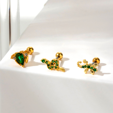 Boucles d'oreilles piercing femme Simple Series Classic Animal en acier titane sans placage, ornées de zircon. 2