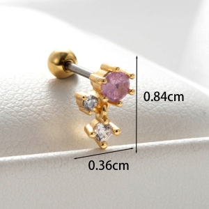Boucles D'Oreilles Piercing Femme Simple Series Classic Heart En Acier Titane Sans Placage, Ornées De Zircon. h5 Image5