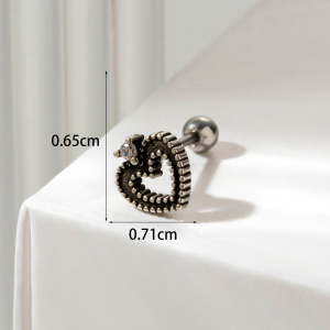 Boucles D'Oreilles Piercing Femme Simple Series Classic Heart En Acier Titane Sans Placage, Ornées De Zircon. h5 Image5