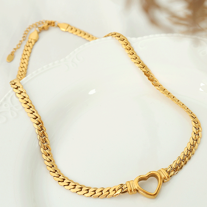 1 Paire De Petits Colliers De Luxe Simples Et Légers, Tendance Féminine, En Acier Titane Plaqué Or, Style Cubain, Pendentif Pour Femme Image8